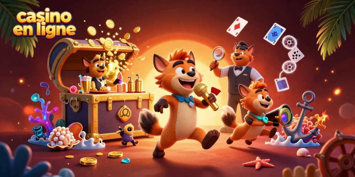 Profitez de l'excitation d'un casino en ligne avec une illustration de hyènes animées.