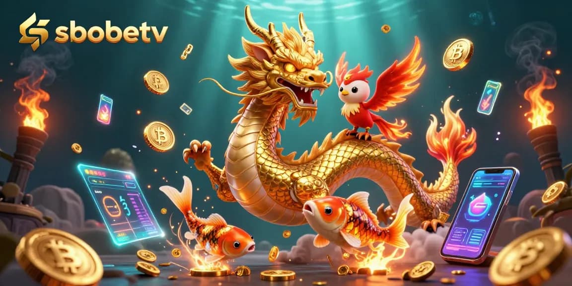 Place your bets with sbobetv's vibrant 3D casino scene featuring dynamic characters and crypto elements.
