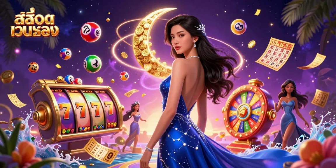 Experience thrilling สล็อตเว็บตรง gameplay with vibrant slot reels and dynamic lottery elements.