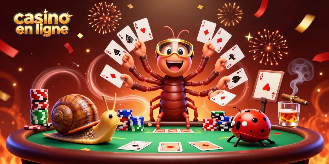 Vivez l'expérience du casino en ligne avec ce croupier fantastique entouré de jetons colorés.
