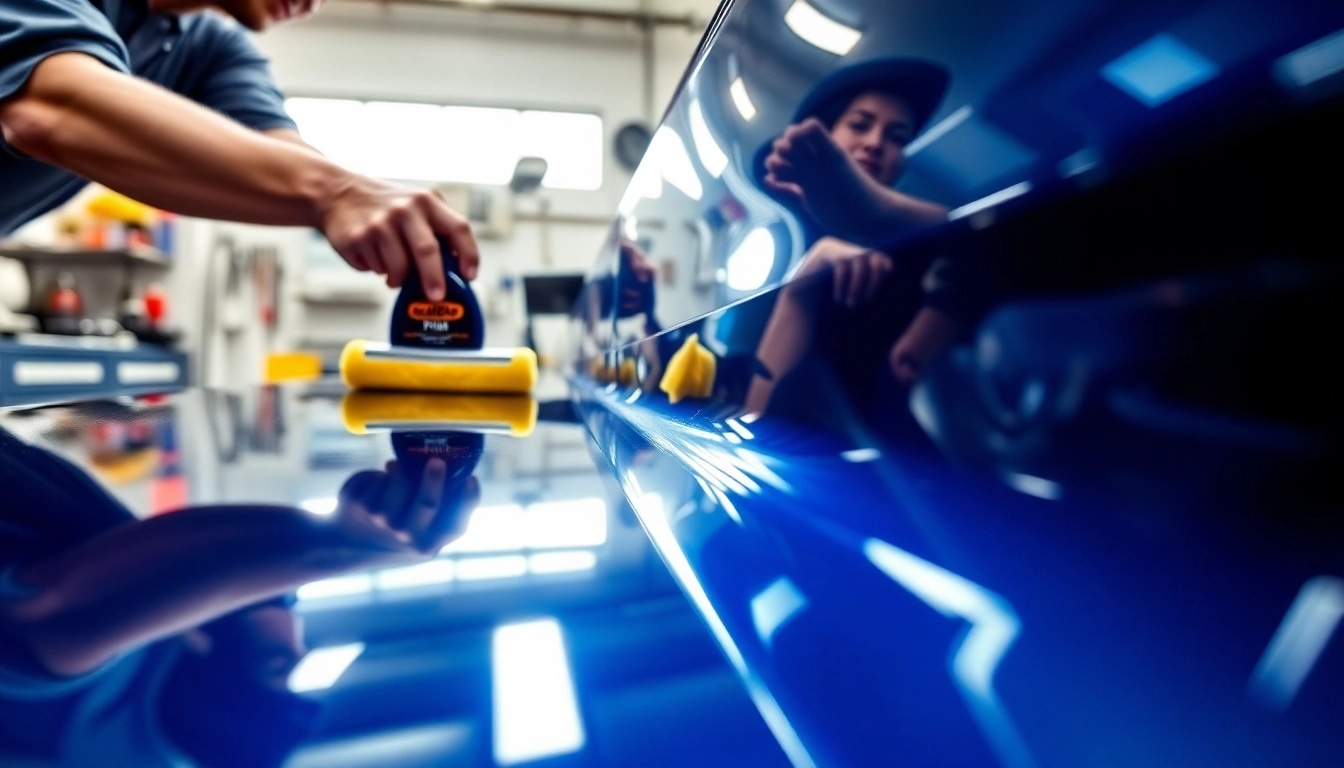 Achieve a flawless finish with ScuffDoc's detailing products in a professional automotive setting.