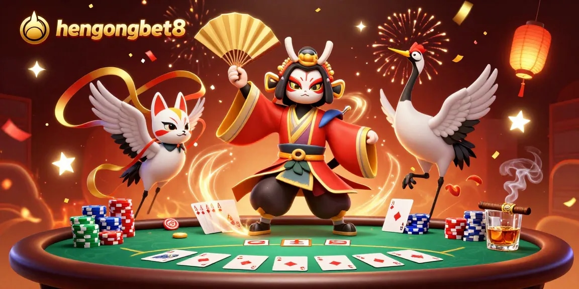 Engage in thrilling games at hengongbet8 with kabuki warriors and poker action in a vibrant casino scene