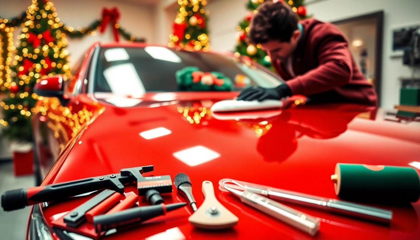 Gift a Christmas car detailing gift for a shiny holiday-ready vehicle. Professional detailing in action.