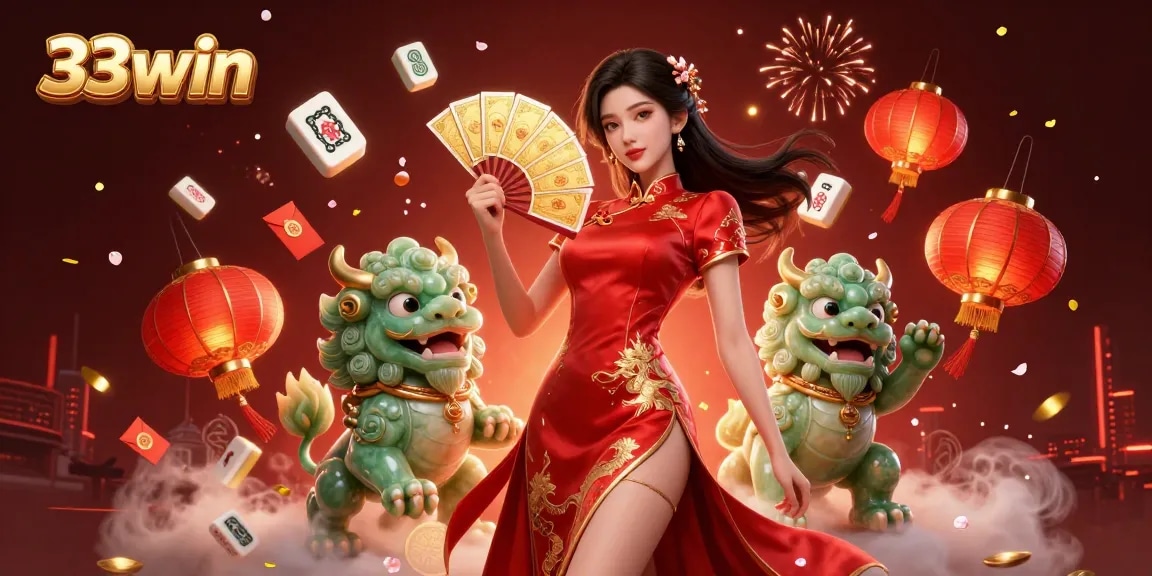 Experience winning thrills at 33win with elegant characters and vibrant casino elements in a captivating scene.
