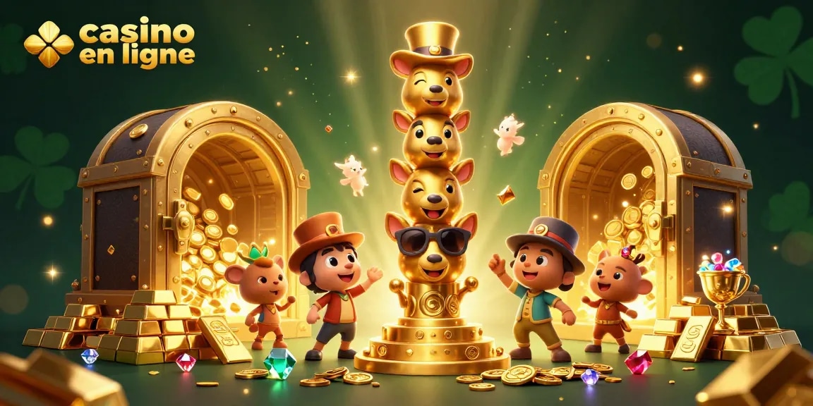 Jouez à des jeux de casino en ligne avec le totem gagnant illuminé par la richesse.