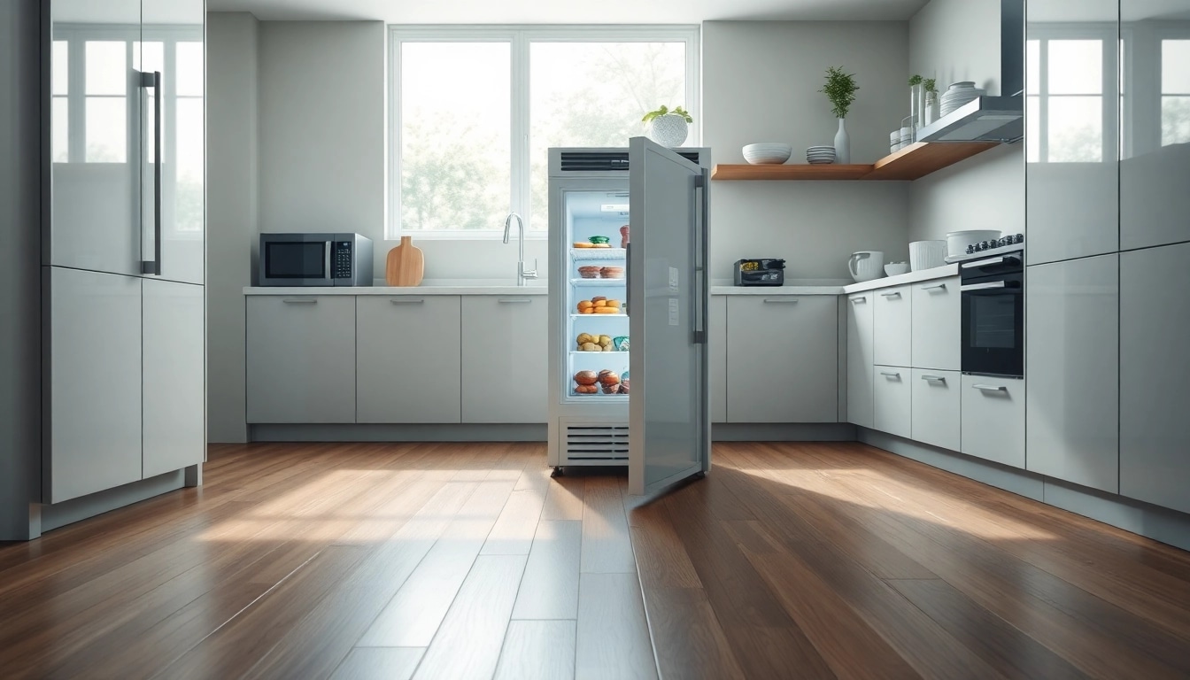 Freezer showcasing a clean interior with organized frozen foods in a modern kitchen.