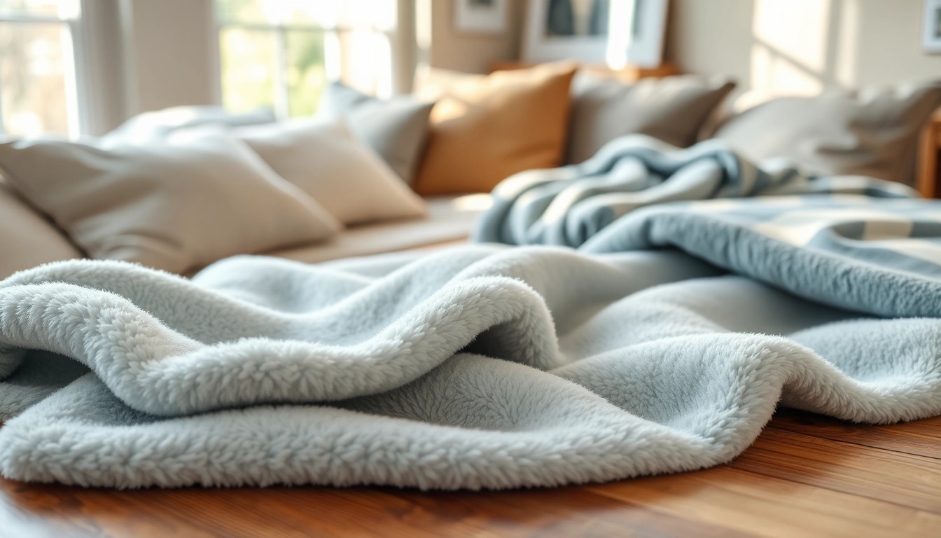Fleece stoffen in warme en gezellige omgeving met verschillende texturen.