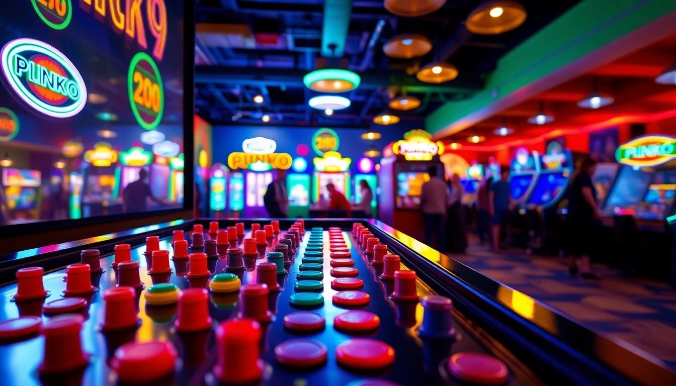 Jatuhkan chip pada demo plinko yang berwarna-warni saat bermain di arcade yang menyenangkan.