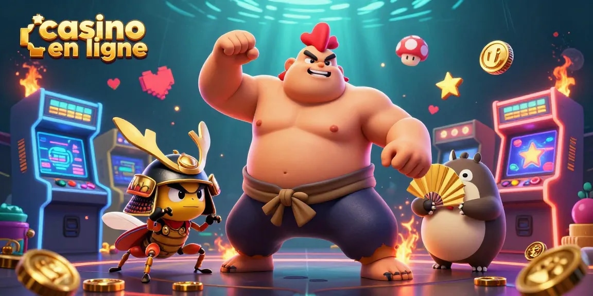 Jouez à des jeux de casino en ligne avec un combattant samouraï et un lutteur sumo dynamique.