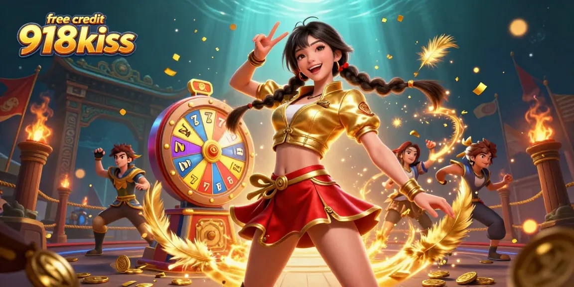 Experience the excitement of free credit 918kiss with vibrant slot reels and a joyful atmosphere