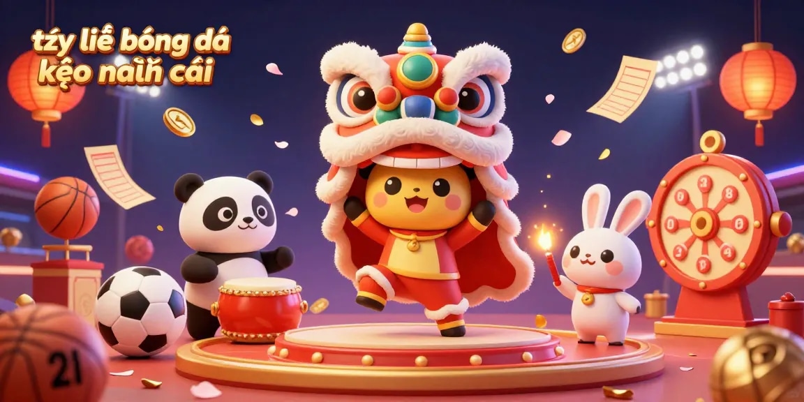 Experience tỷ lệ bóng đá kèo nhà cái with vibrant sports betting elements and dynamic characters in a festive setting.