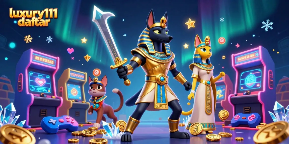 Experience thrilling gameplay with luxury111 daftar in a vibrant, dynamic casino-themed 3D illustration.