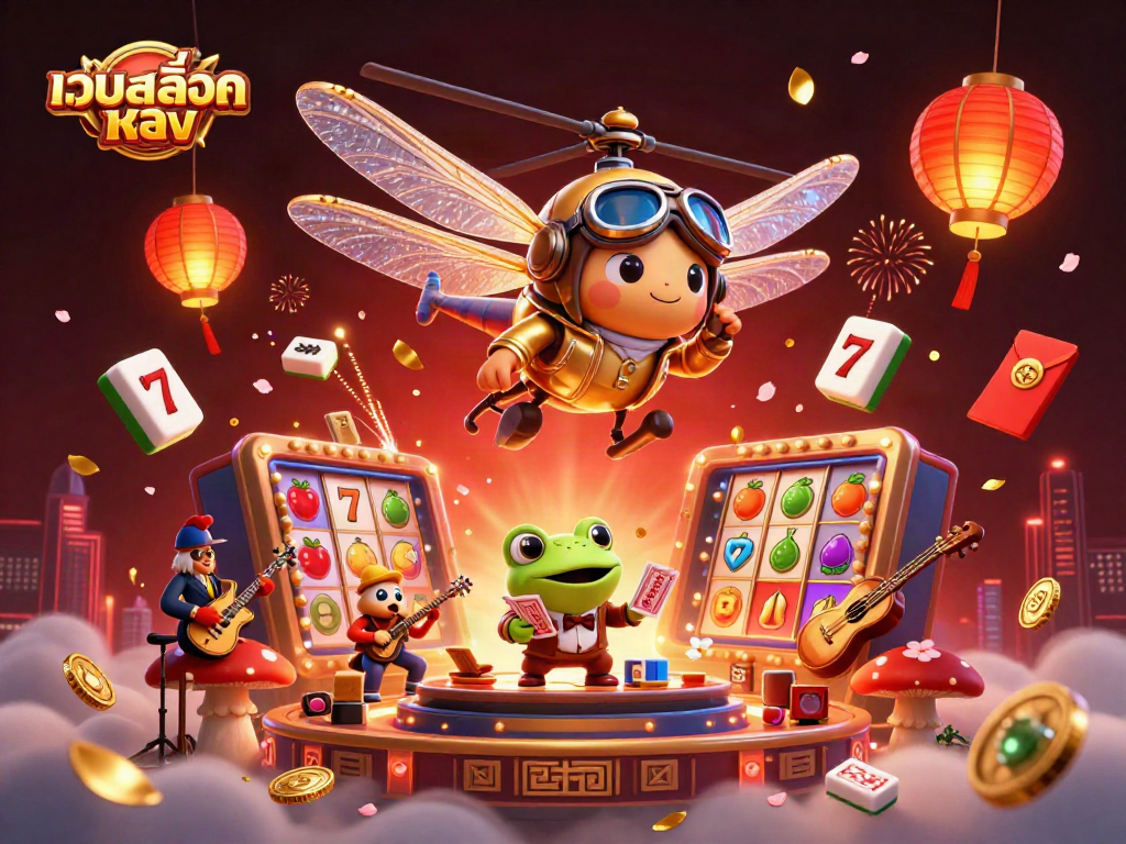เล่นเกมสล็อตตรงพร้อมกับดีลเลอร์กบในการจัดการไพ่ในบรรยากาศคาสิโนที่มีสีสัน