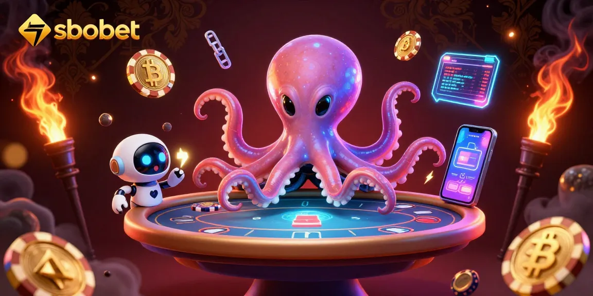 SIPLACE sbobet with vibrant alien octopus at a holographic poker table in a cosmic scene