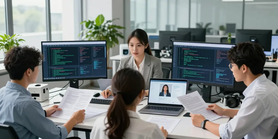 The AI image detector interface being used by a diverse team of data scientists for image analysis in a modern tech workspace.