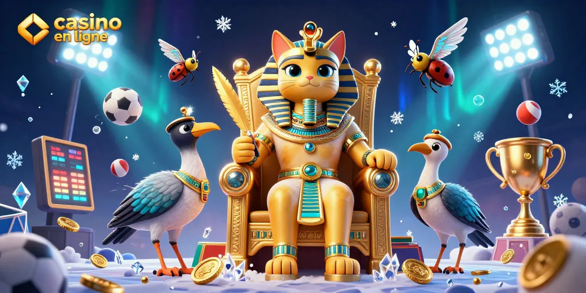 Découvrez un jeu captivant au casino en ligne avec un pharaon égyptien et des éléments sportifs palpitants.