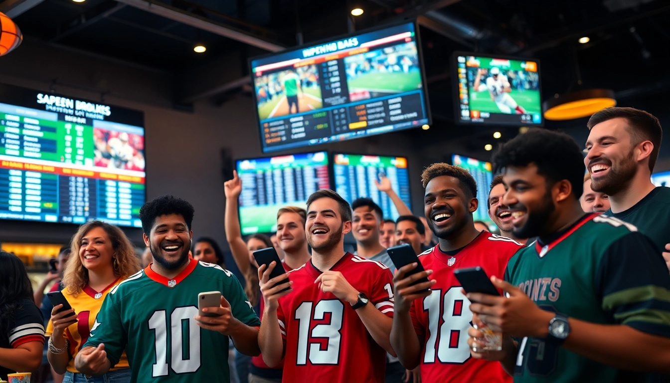 Fans engaging with sportsbooks in Texas while watching live sports events