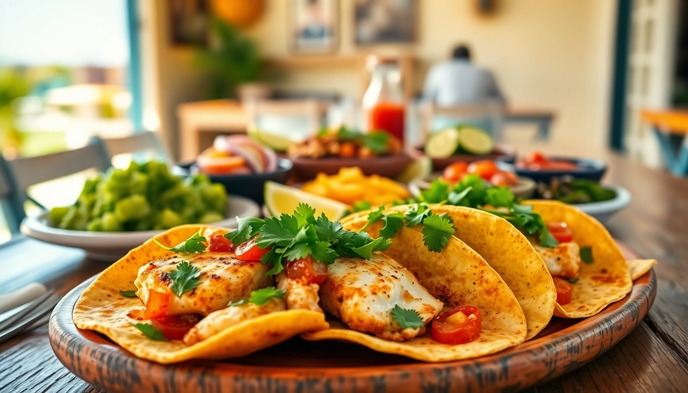 Cabo food recommendations featuring vibrant fish tacos and traditional Mexican dishes on a rustic table.