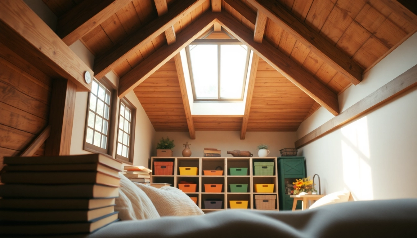 Inviting attics with cozy reading nook illuminated by warm sunlight