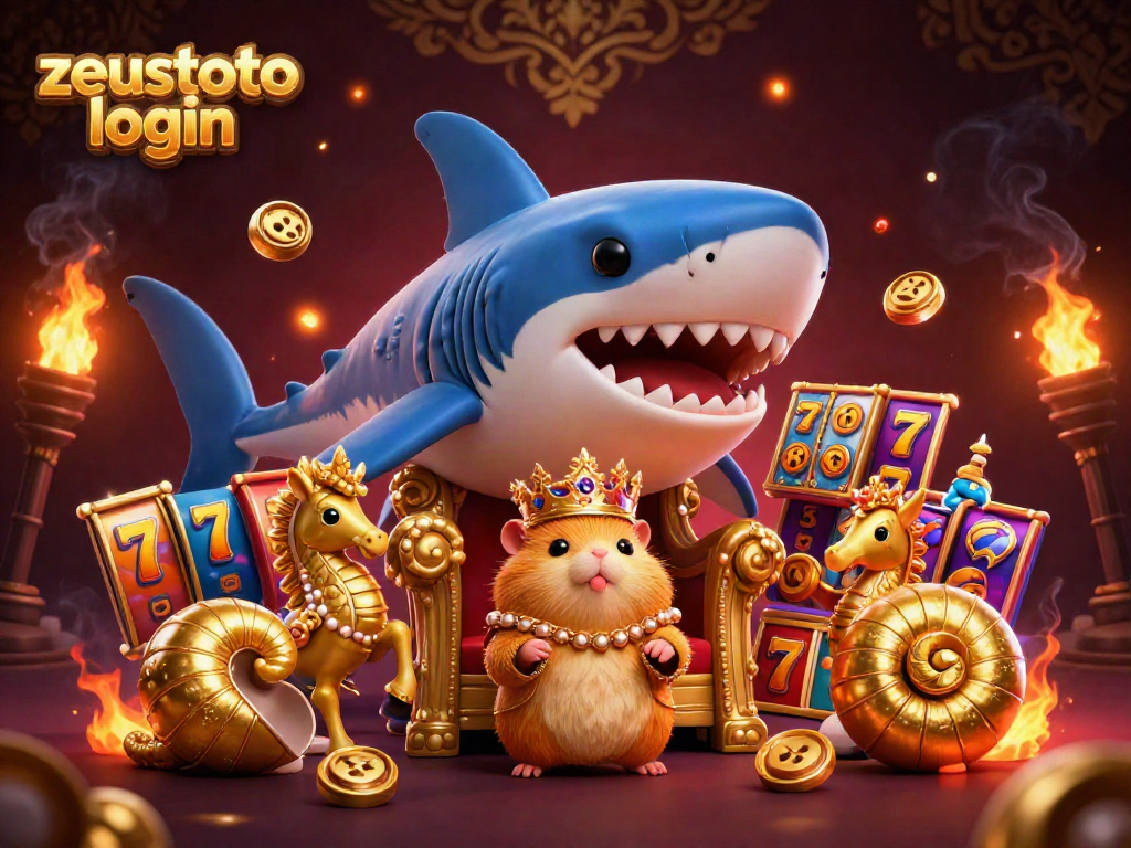 Spin the reels with zeustoto login in a vibrant, animated casino world showcasing thrilling slot elements.