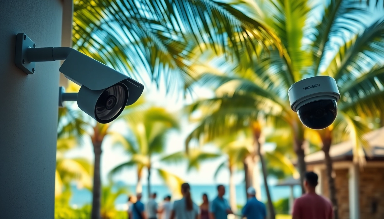 Cámaras Hikvision instaladas en un resort de lujo en Guanacaste, mostrando tecnología de seguridad avanzada.