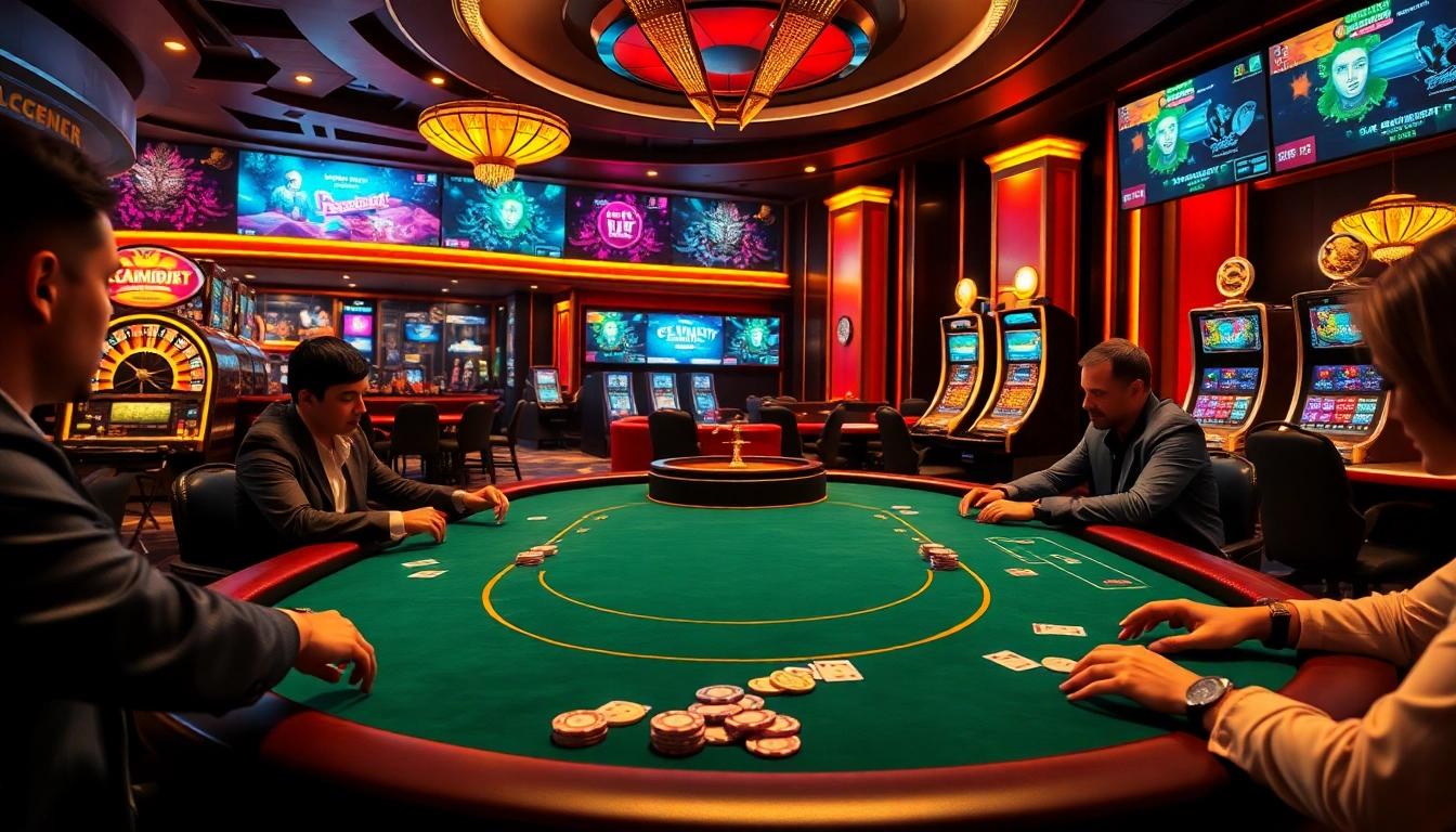 Action de poker à enjeux élevés dans un casino en ligne 2026, mettant en avant un gameplay dynamique et du luxe.