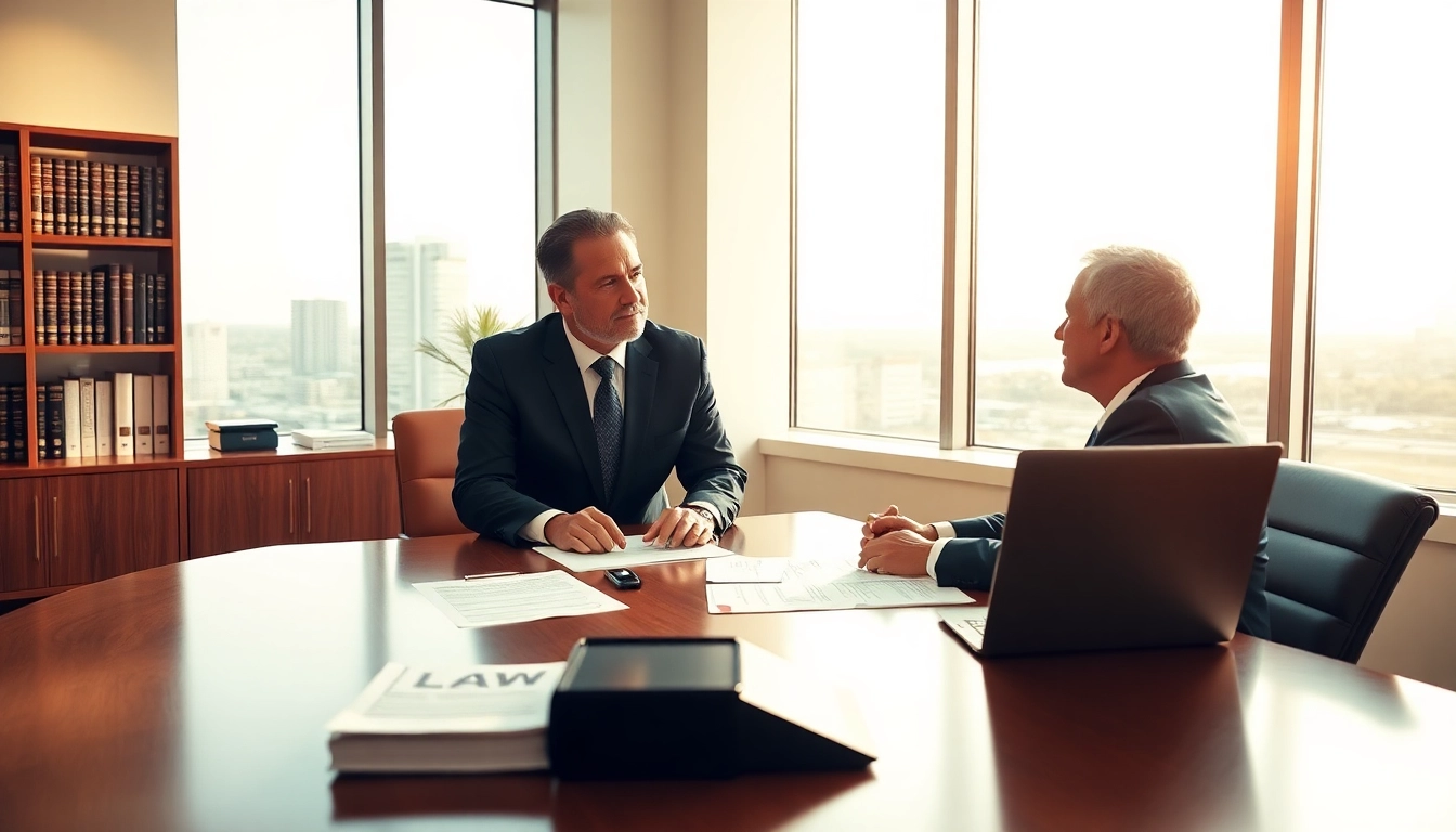 Truck accident attorney Clearwater consulting with a client in an office environment.