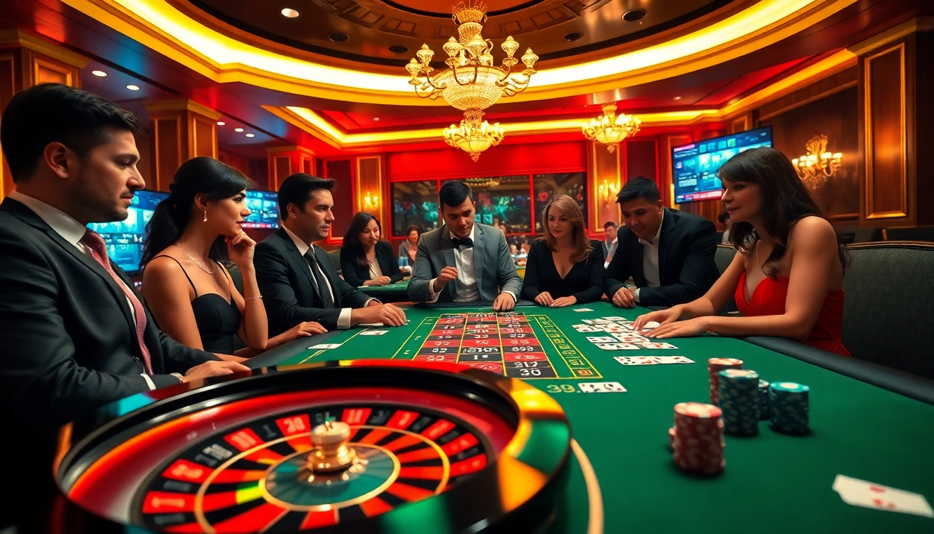 Découvrez l'adrénaline du casino en ligne 2026 avec des joueurs profitant de la roulette et des cartes.