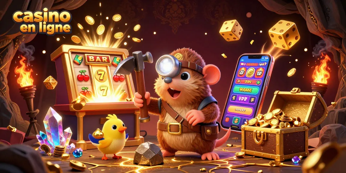 Plongée dans un univers de casino en ligne, un mulot chercheur de trésor explore une caverne dorée.