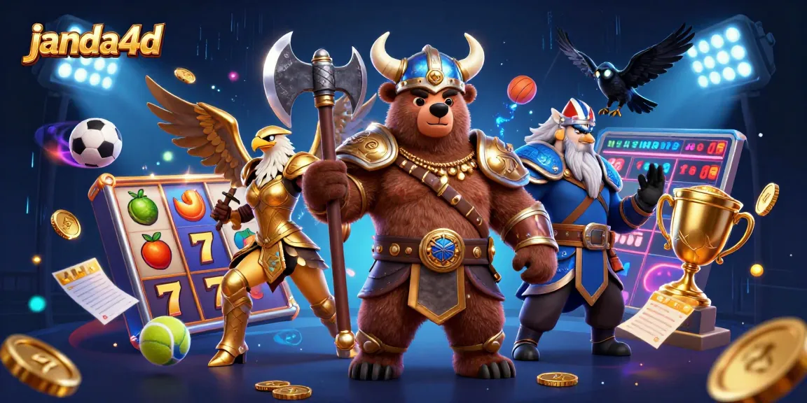 Genggam keberuntungan dengan permainan JANDA4D yang menggembirakan, dipenuhi simbol slot dan trofi emas!