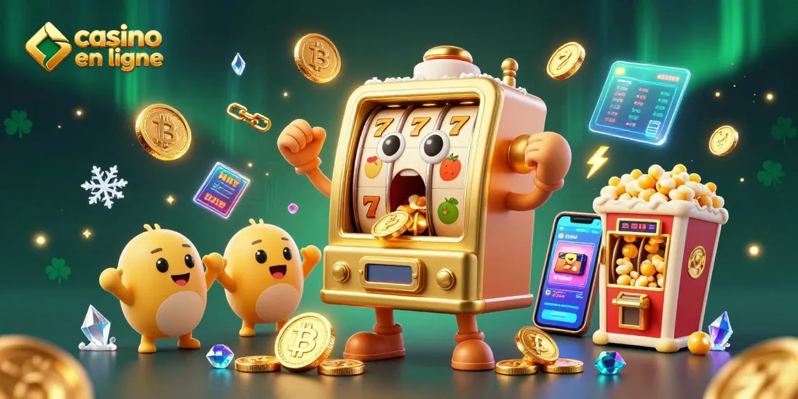 Le casino en ligne célèbre un jackpot avec une machine à sous dorée qui crie de joie alors que les pièces tombent.