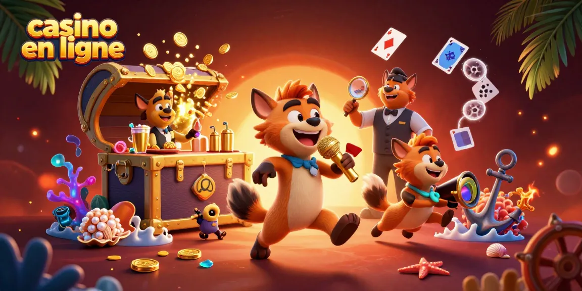 Profitez de l'excitation d'un casino en ligne avec une illustration de hyènes animées.