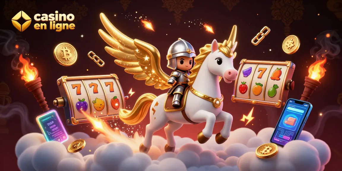 Profitez de l'expérience captivante d'un casino en ligne avec ce cheval céleste et des drapeaux chanceux.
