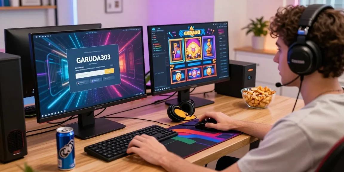 Exciting online gaming experience with garuda303 login displayed on screen, showcasing player engagement and vibrant setup.