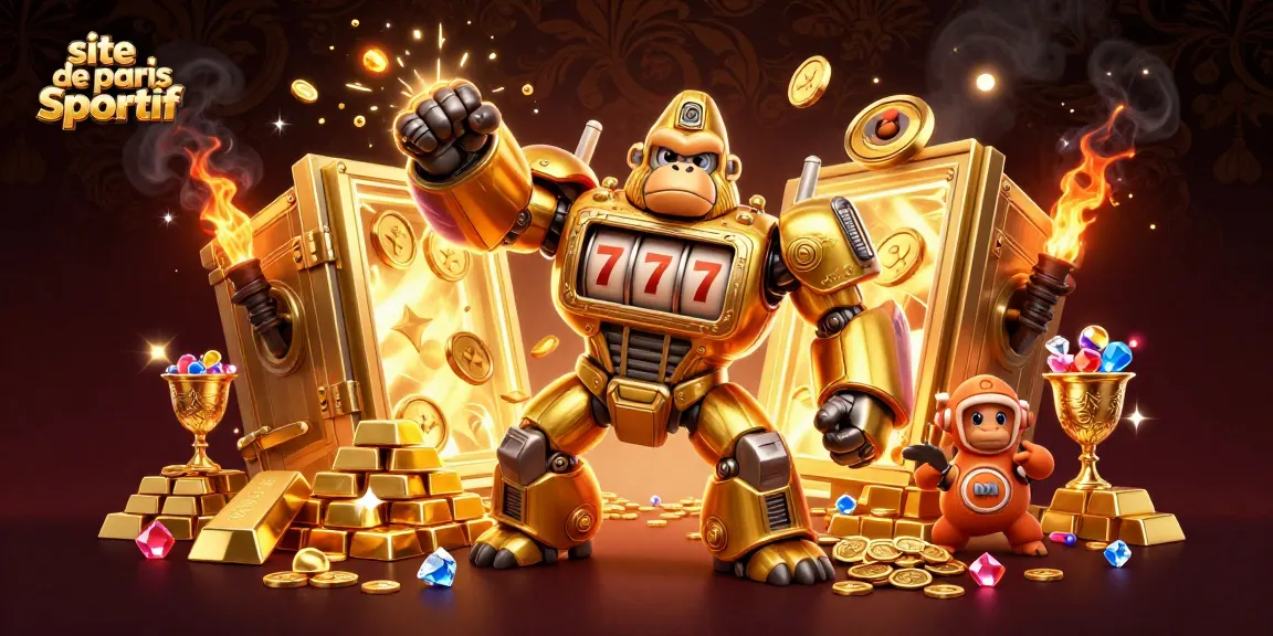 Pariez sur un site de paris sportif avec une illustration de personnage dynamique et des éléments de casino.