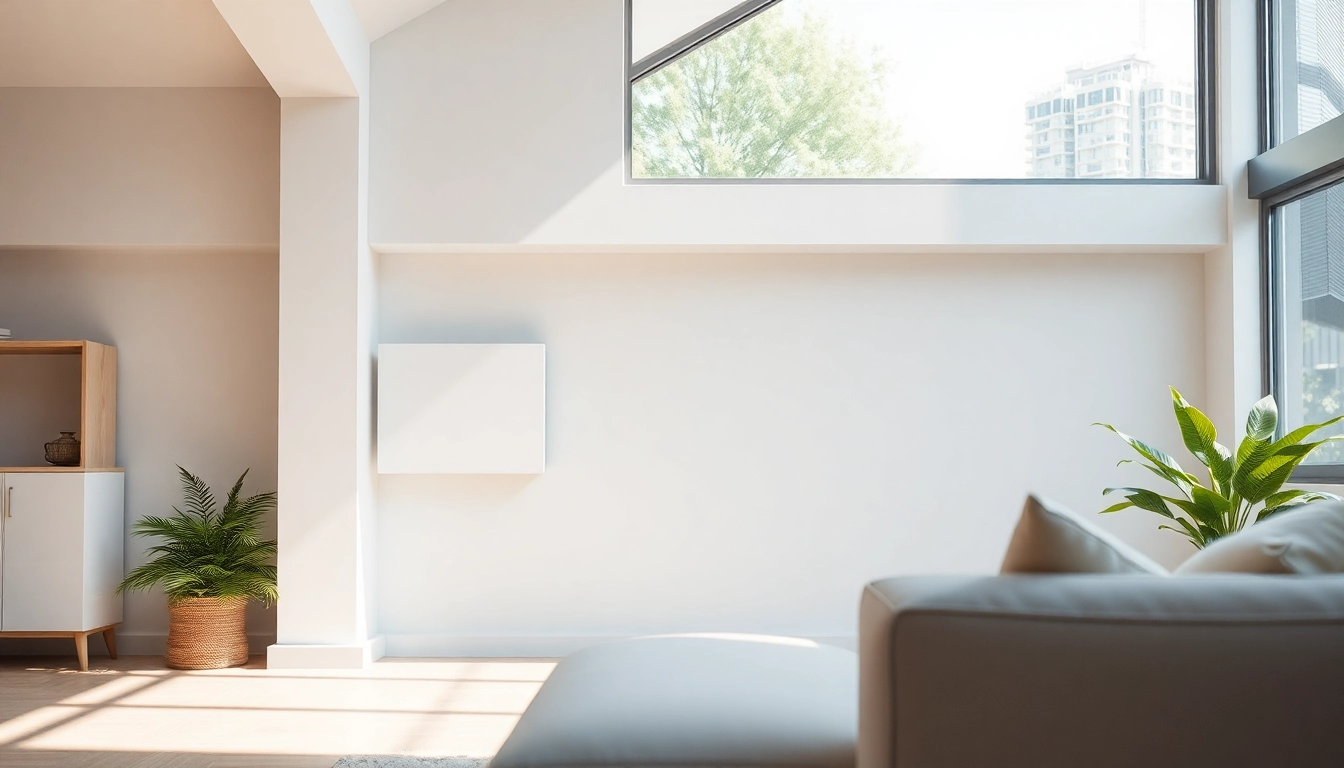 Heizkörper in einem modernen Wohnzimmer mit natürlichem Licht und minimalistischer Einrichtung.