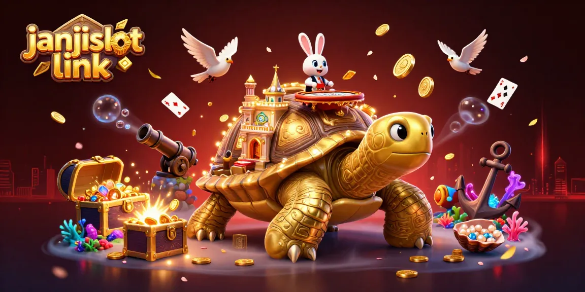 Win big with janjislot link in this vibrant 3D casino scene featuring unique game elements.