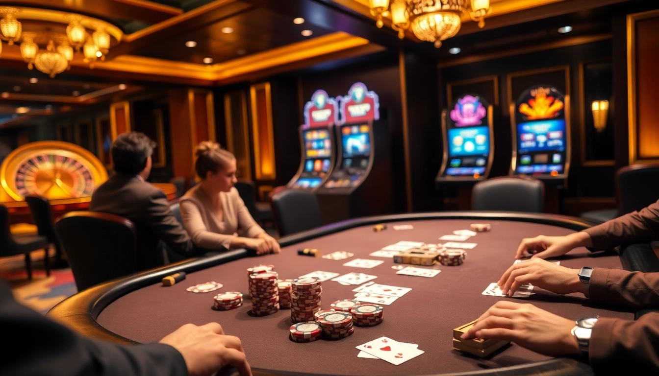 Enjoying high-stakes poker at MM88's luxurious gaming table with vibrant chips and cards.
