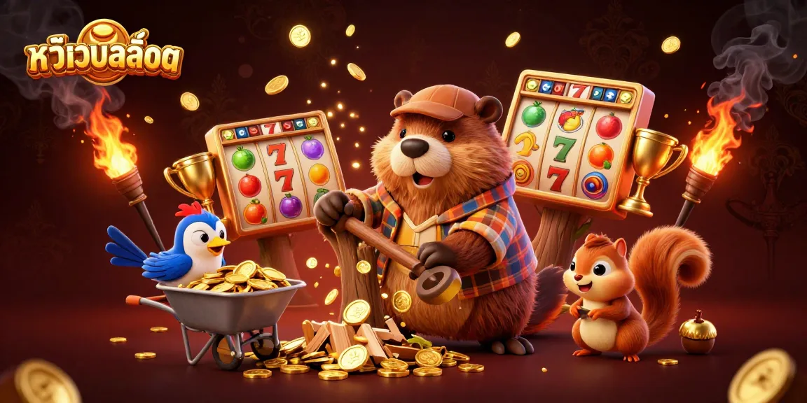 Spin the slots at the หน้าเว็บสล็อต with vibrant characters collecting golden coins in this 3D illustration.