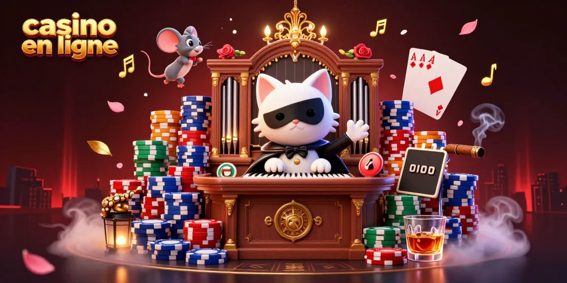 Découvrez la magie du jeu avec casino en ligne, une scène animée d'un chat masqué et un acrobate souris.