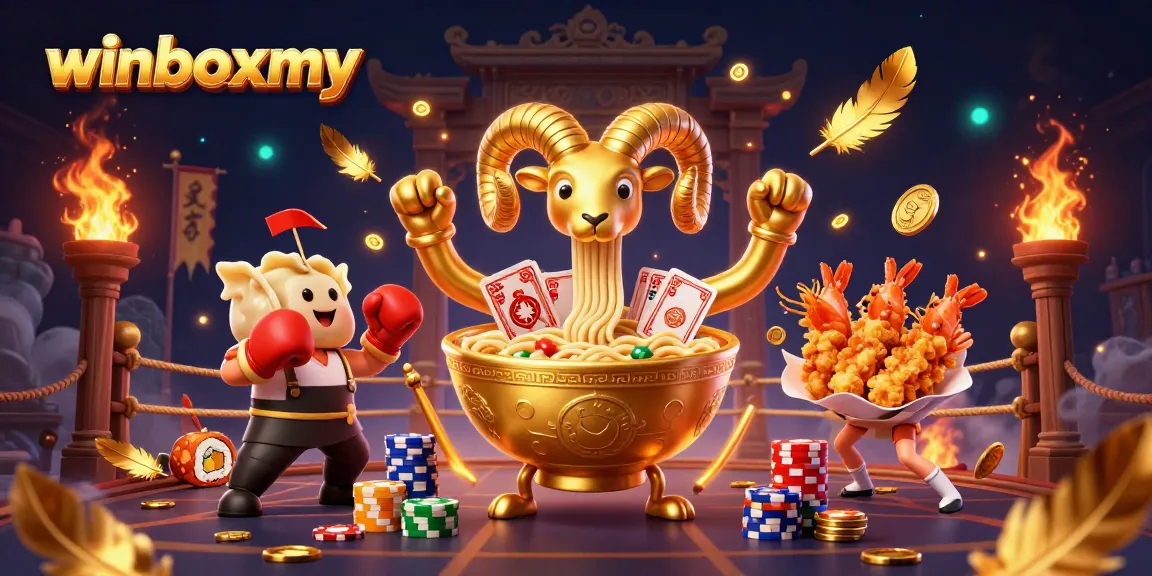 Experience excitement with winboxmy as colorful characters engage in a vibrant casino showdown.