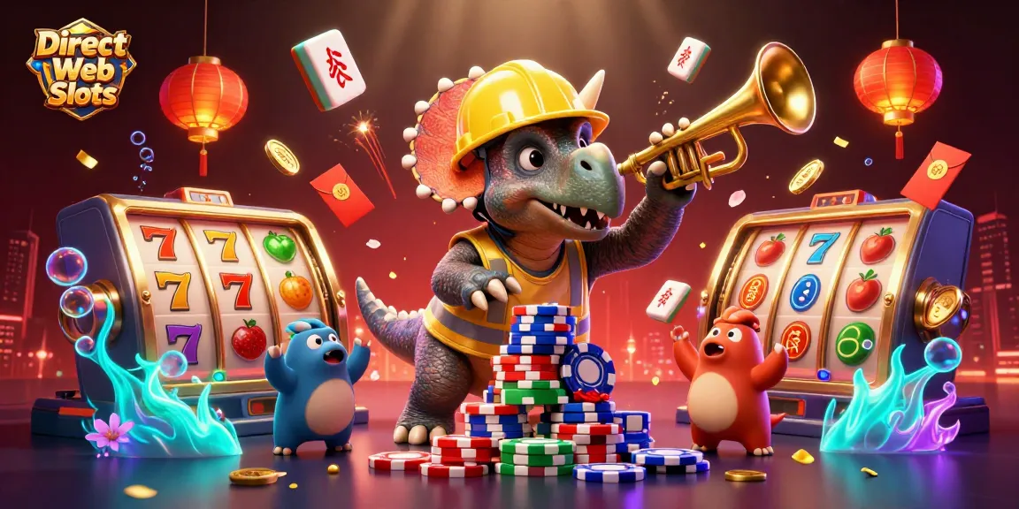 Experience thrilling Direct Web Slots with dynamic action featuring cartoon dinosaurs and vibrant gaming elements.