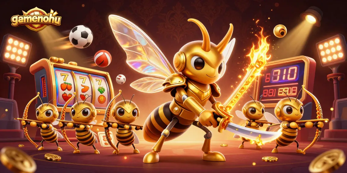 Experience the thrill of gamenohu with a vibrant casino scene featuring golden characters and dynamic game elements.
