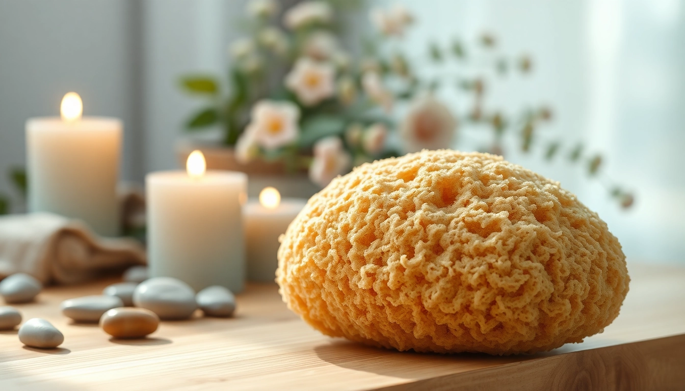 Raw loofah sponge displayed elegantly, highlighting its unique texture and natural beauty.