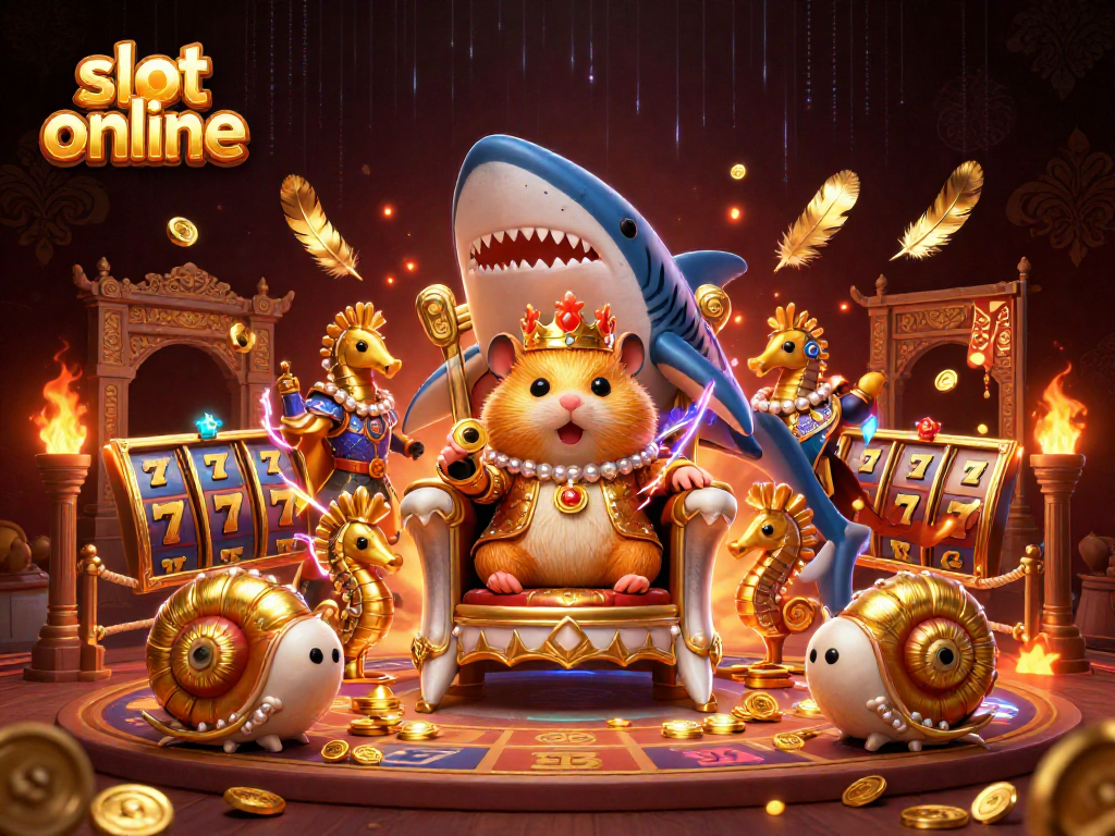 Spin the reels and win big in a vibrant slot online scene featuring a hamster king.