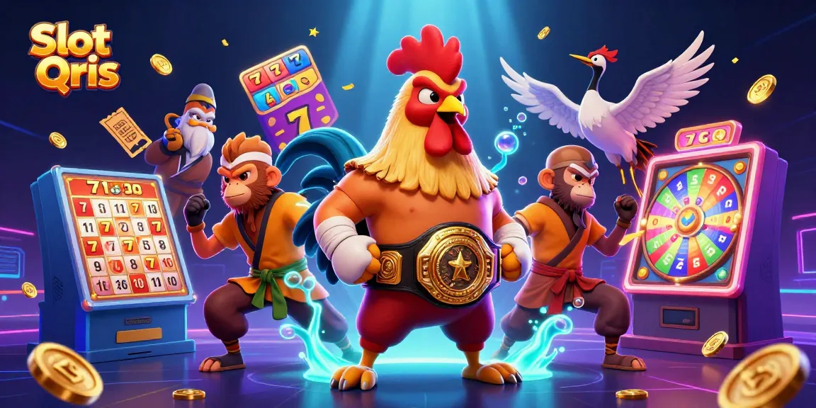 Engage with Slot Qris through a vibrant 3D illustration showcasing casino excitement and dynamic elements.
