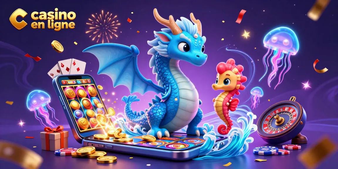 Jouez à des jeux captivants sur notre casino en ligne avec un dragon majestueux et un chevalier hippocampe.