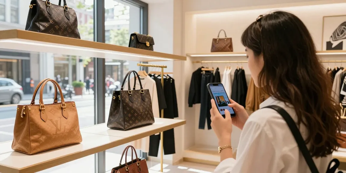 Shopping for high-quality 레플리카 items in a trendy urban retail space.