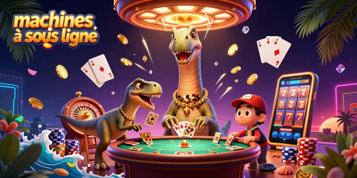 Jouer à des machines à sous en ligne avec une illustration 3D amusante de dinosaures dans un casino