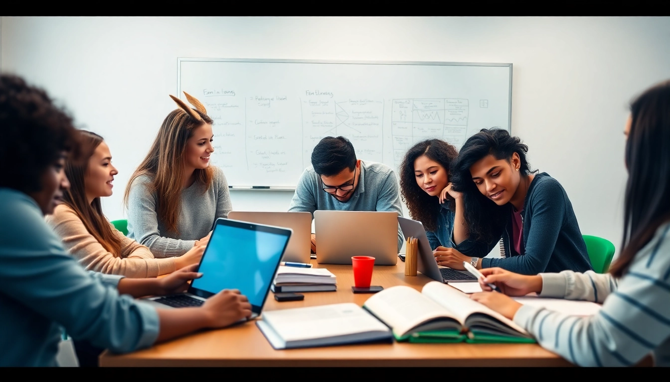 Group study session with CompTIA exam assistance materials showcasing teamwork and focus.